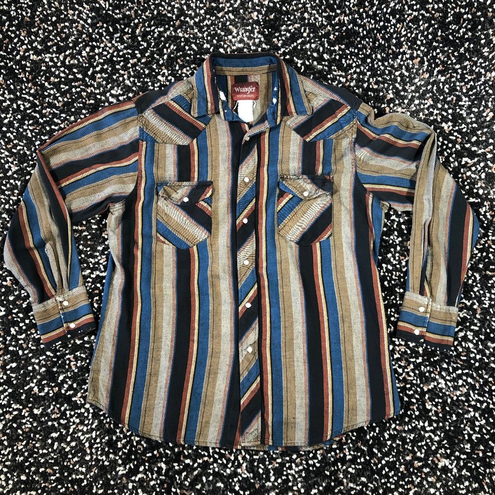 Vintage Wrangler Western Striped Button Up Shirt